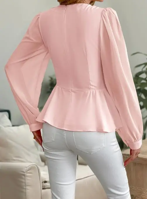 

2025 High-End Elegant and Comfortable with V-Neck 3D Floral Shirt for Women Temperament Women's Fashion Sweet Blouses