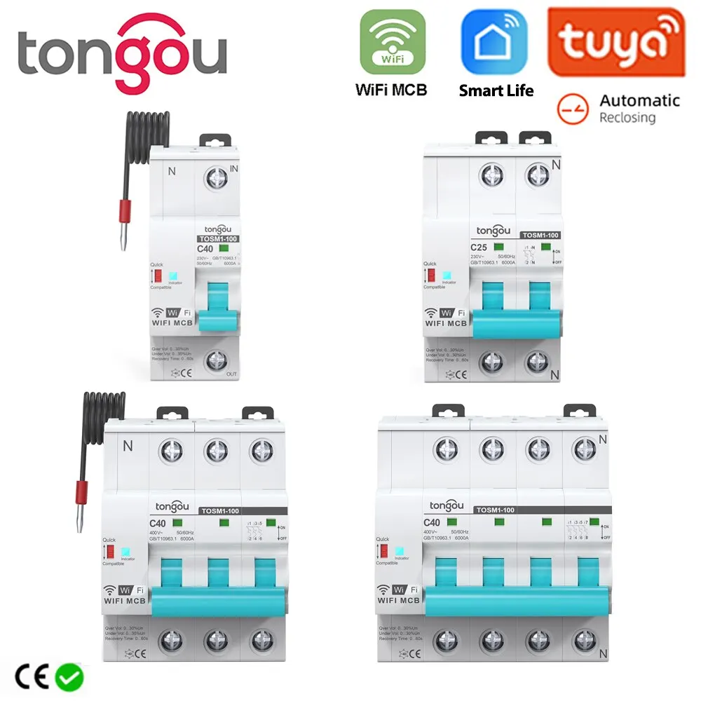 

Din Rail Tuya WIFI Circuit Breaker Timer Remote Control APP Smart Automatic Intelligent Interruptor WIFI Switch MCB TONGOU