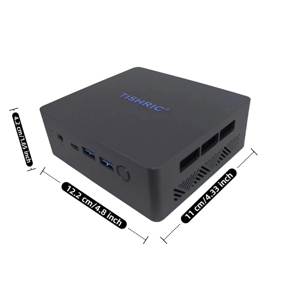 Microcomputador TISHRIC N100 de 12a geração |   Mini PC industrial de tela dupla 4K |   Memória DDR4 |   Micro PC para escritório doméstico