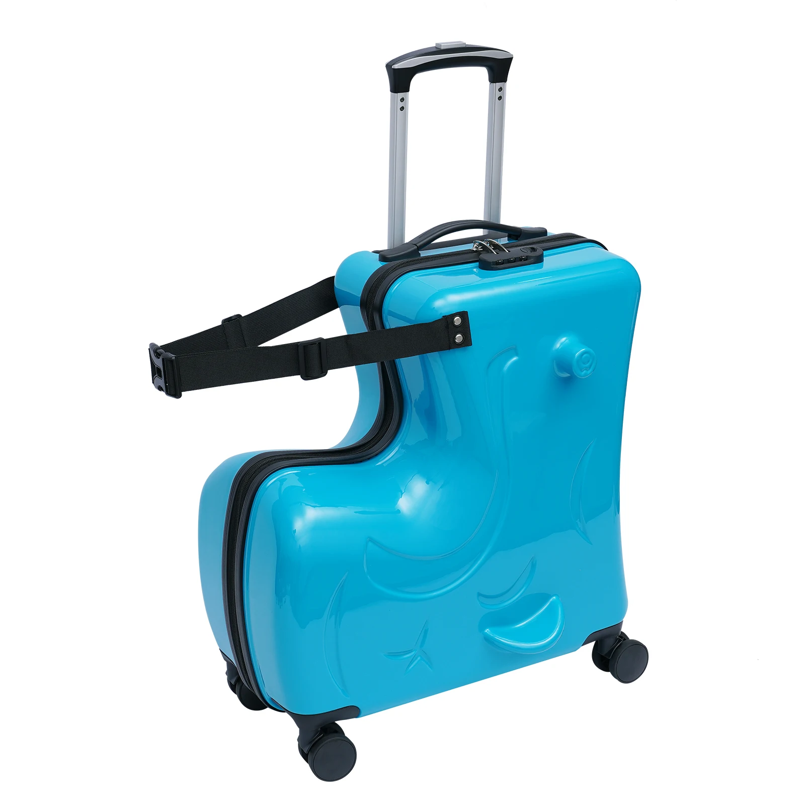 Travel Buddy - 20" Blue Ride-On Suitcase with Large Capacity and Safety Features