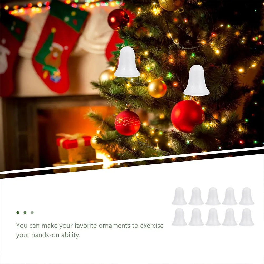

10pcs Bell Shaped Ornaments Craft Foams Bells Diy Unfinished Decor For Xmas Party Wedding Nursery Art Project