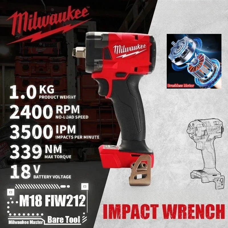 

NEW Milwaukee M18 FIW212/2855 Compact Brushless Impact Wrench with Friction Ring 18V Lithium Cordless Drill Power Tool