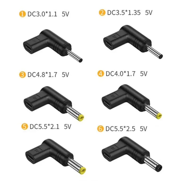 Laptop DC Power Adapter Kits USB Type C Female to DC Plug Power Connector 3.0x1.1mm/3.5x1.35mm/4.8x1.7mm/4.0x1.7mm/5.5x2.1mm