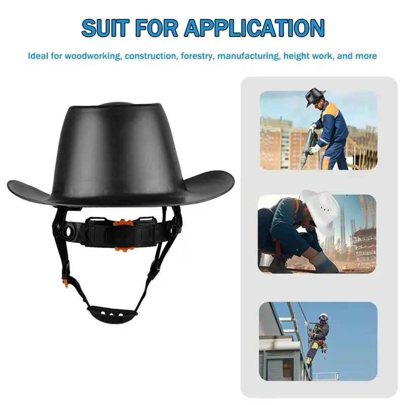 A25P Cowboy Safety Helmet With Vent Hole HDPE Full Brim Hard Hat For Outdoor Construction Railway Rescue Work Cap