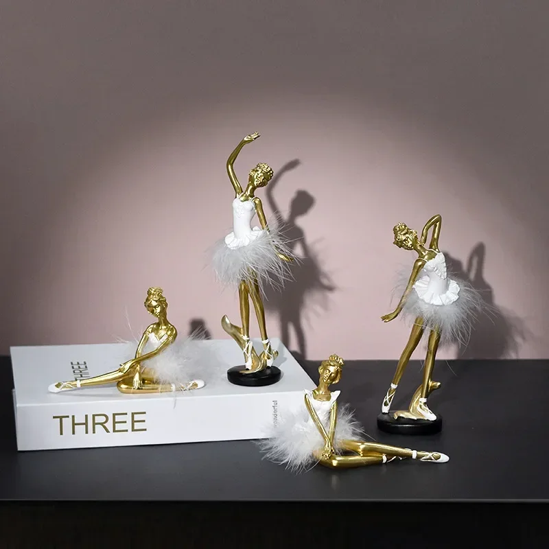 Action Figures Toys Crafts Resin Model Statue Collection Home Decoration Girl Nordic Style Lovely Ballet Dance Girl Gift