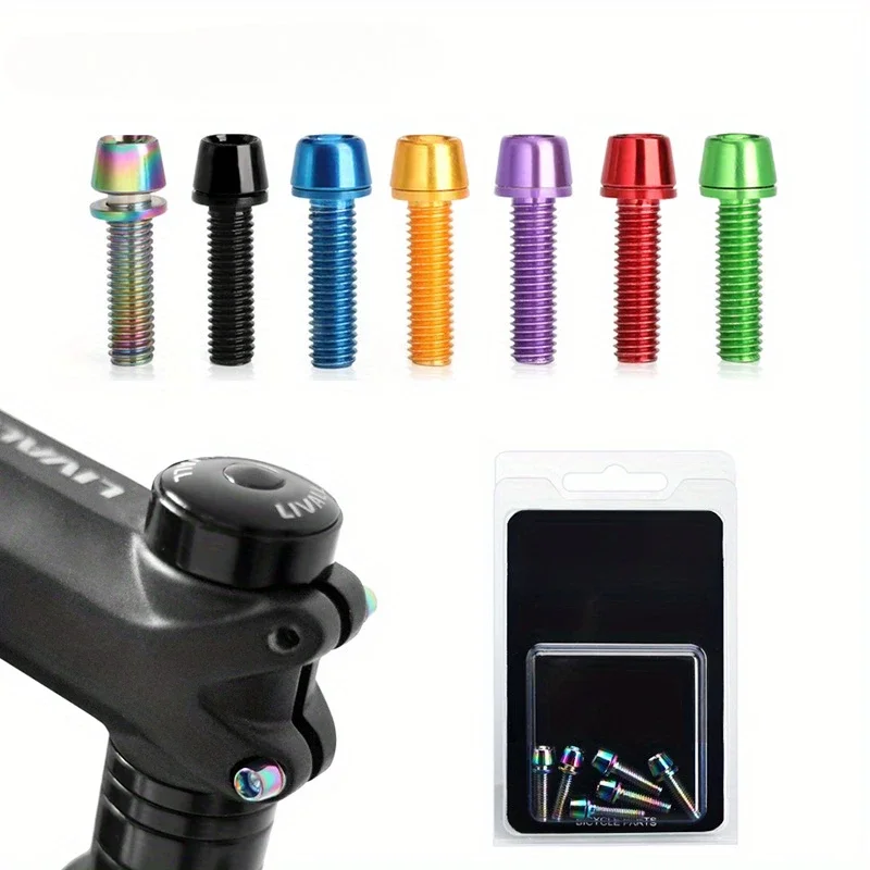 AliExpress 6pcs/set M5*18MM Bicycle Handlebar Screws Titanium-plated Colorful Stainless Steel MTB Bike Handle bar Stem Riser Screw In Bolts