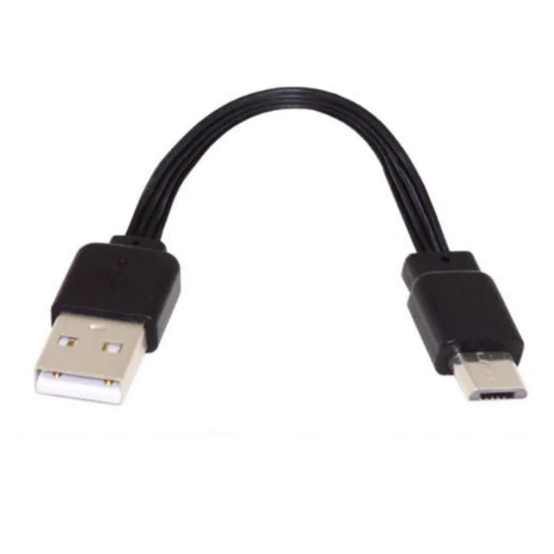 Zwarte 0.1M Type-C USB-A B C Mini Micro USB mannelijke naar USB-A 2.0 mannelijke zachte siliconen omhulsel platte korte datakabel 30AWG