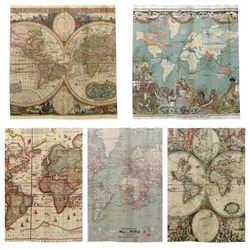 Antique Map Classic Old World Retro Map Shower Curtain Bathroom Curtain Hook Bathroom Curtain Home Decor Curtain l220cm