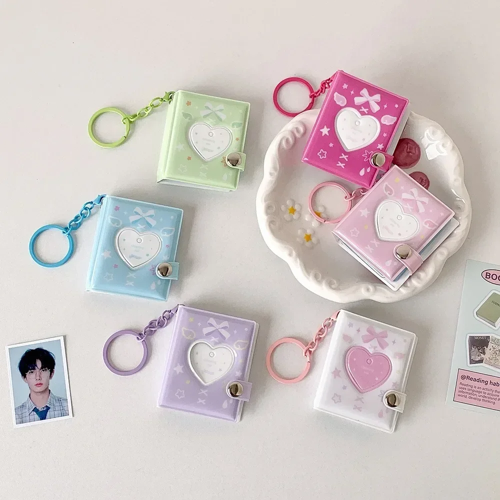 New Butterfly Bow Photo Album Keychain Snap Closure Album Book Mini Photocards Holder