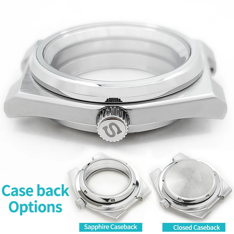Silver PRX Watch Case Set Fits SKX07 Movement NH35 NH36 Stainless Steel Charpter Ring Case back Crown At 3 o’Clock Part