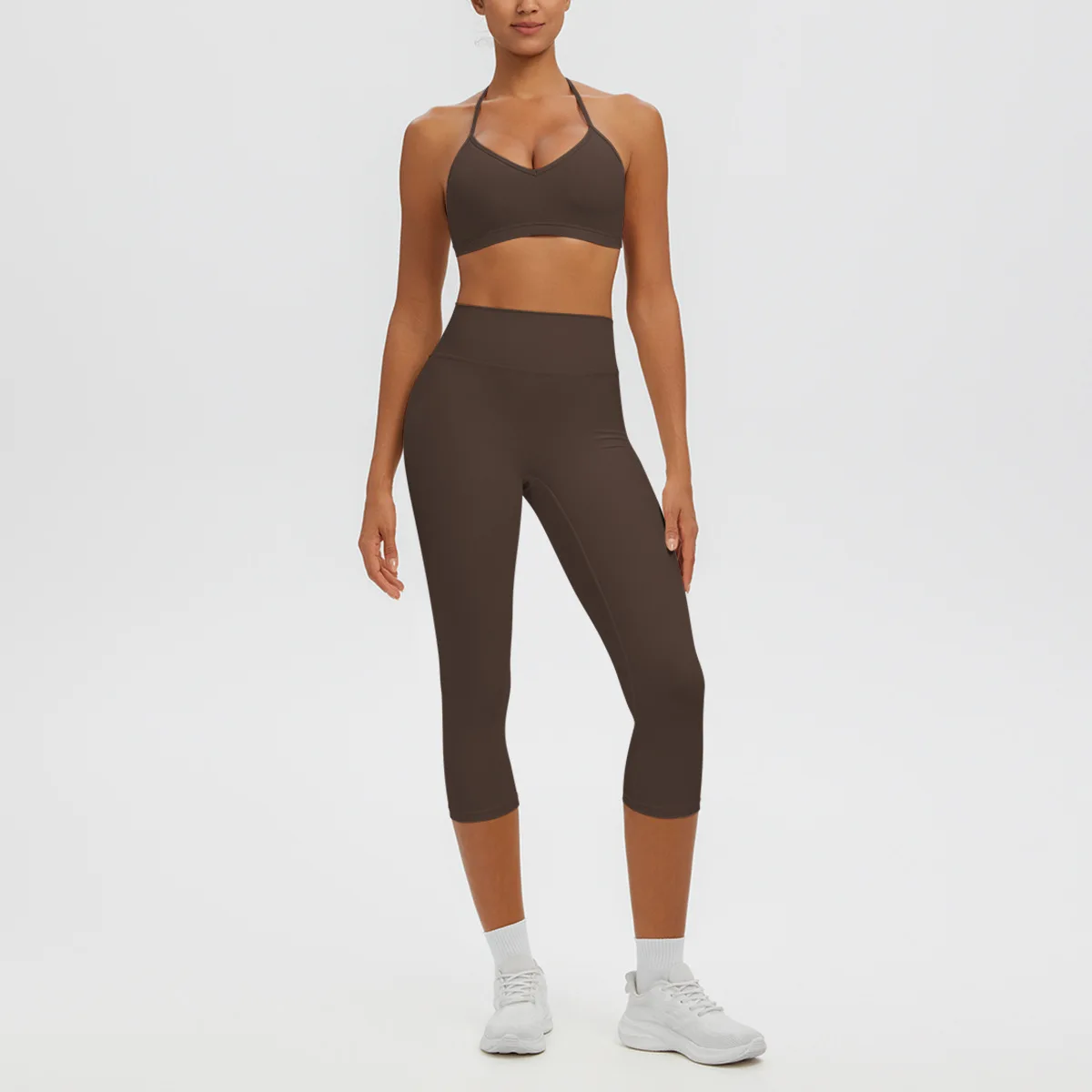 Women's Yoga Suit Nude Brushed Beautiful Back Bra High Waist Cropped Pants Gym Fitness Pilates Sportswear