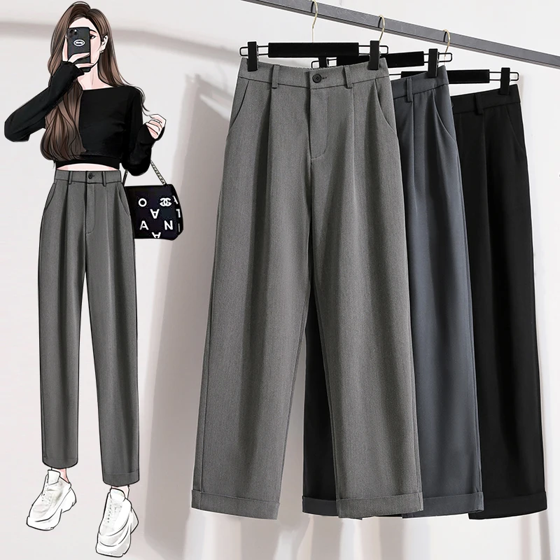 High Waist Draped Wide Leg Pants plus Size Straight Cut Suit Trousers for Women Summer New Style Slimming Loose Casual Pants