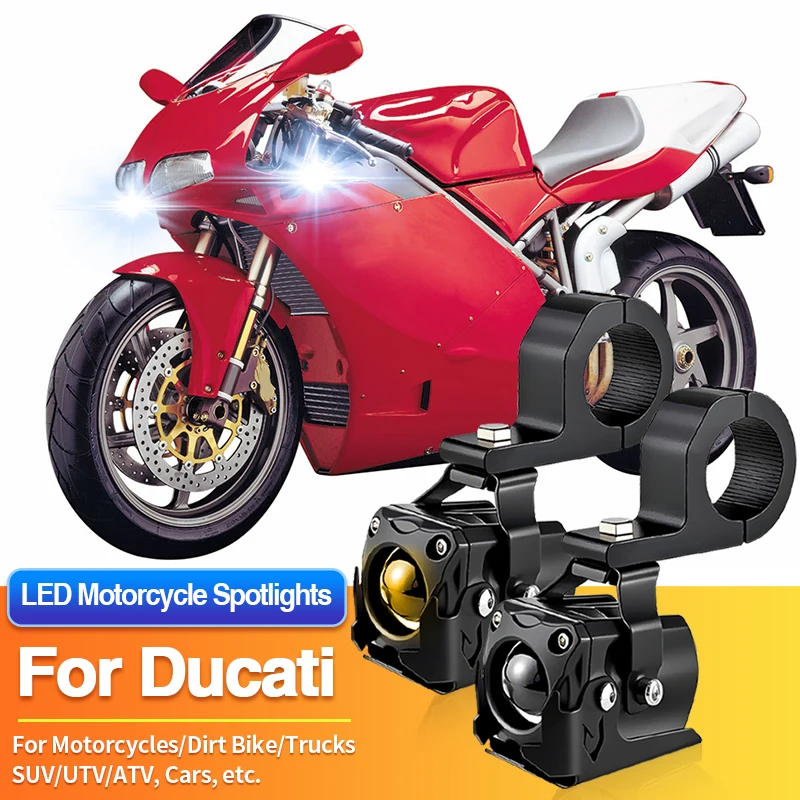 

1/2PC LED Motorcycles Headlight Two-Color Fog Light Spotlight Off Road for Ducati Monster 1000/1100/1200/1200R/1200S/S2R/S4/S4RS