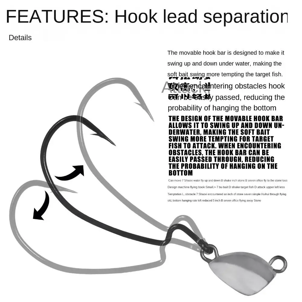 5 Pcs/Set 3.5g 5g 7g 10g Lead Weight Heavy Crank Hook Turn Ring Sequins Barbed Hooks For Soft Lure Hook Sharp Fishing Tackle