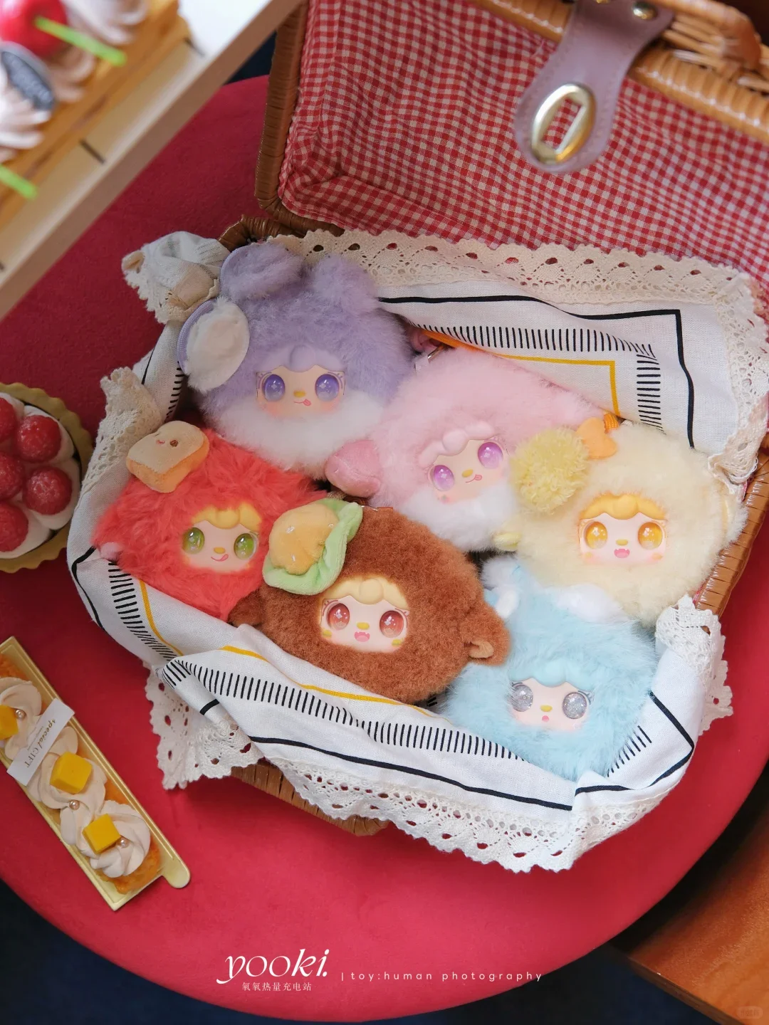 

New Yooki Blind Box Dolls Cute Fluffy Mirror Comb Set Keychain Pendant Portable Makeup Gift For Kids Girls And Anime Lovers