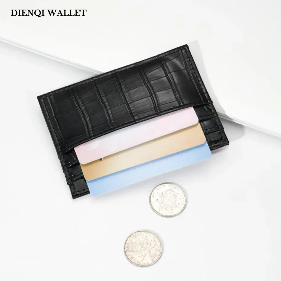 Damen Kreditkartenetui mit Krokodilmuster Schlankes Dünnes Rotes Minimalistisches Damen-Portemonnaie mit Münzfach Bankkartenhalter für Frauen – Detail 8