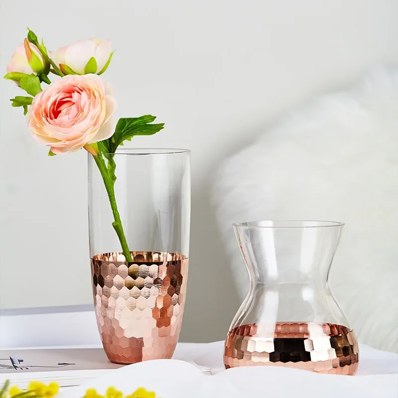 Vase For Home Decor Transparent Terrarium Glass Vase Light Luxury Living Room Hydroponic Flower Pot ваза для цветов Jarrones