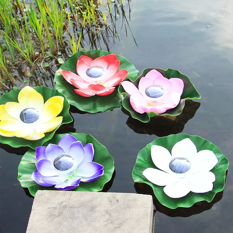 Creative New LED Solar Pond Water Float Lotus Lamp Outdoor Waterproof Garden Pond Decoration Atmosphere Wishing Light