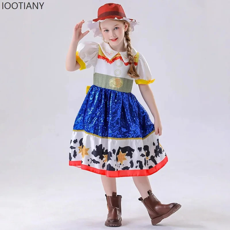 

ABC123Cosplay2026 New Halloween Role Play Children Sequin Girl Cute Princess Dress Movie Cartoon Perform3'd,5;h.9/