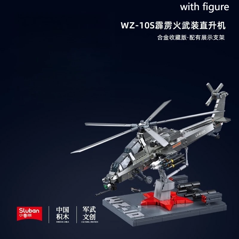 

Sluban Fighter Bomber Model Building Blocks MOC Armed Aircraft Fighter Bomber Helicopter ZTZ-99 Tank DIY Bricks Toy Kids Boys
