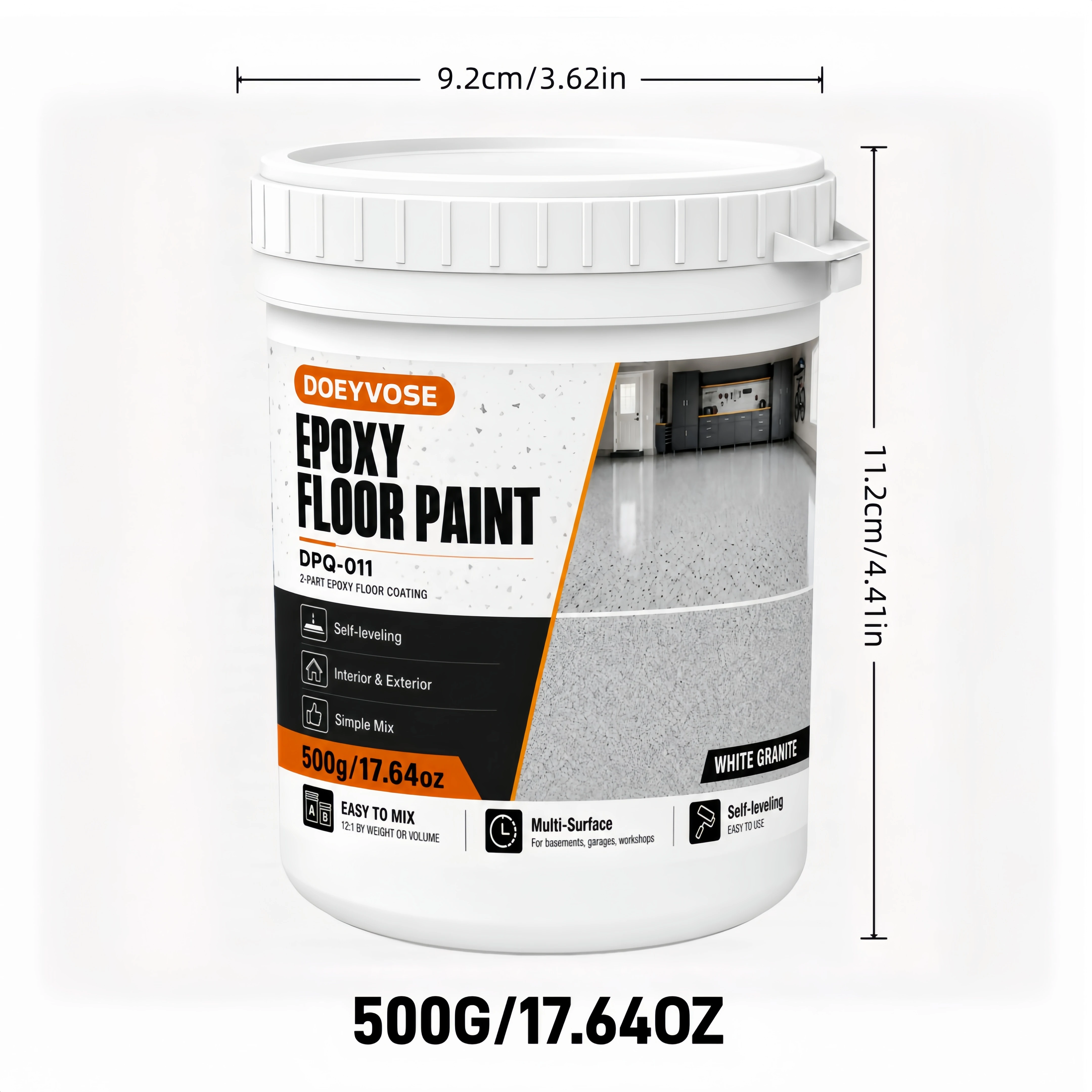 500g Gray Epoxy Floor Paint Matte Interior Concrete Floor Coating