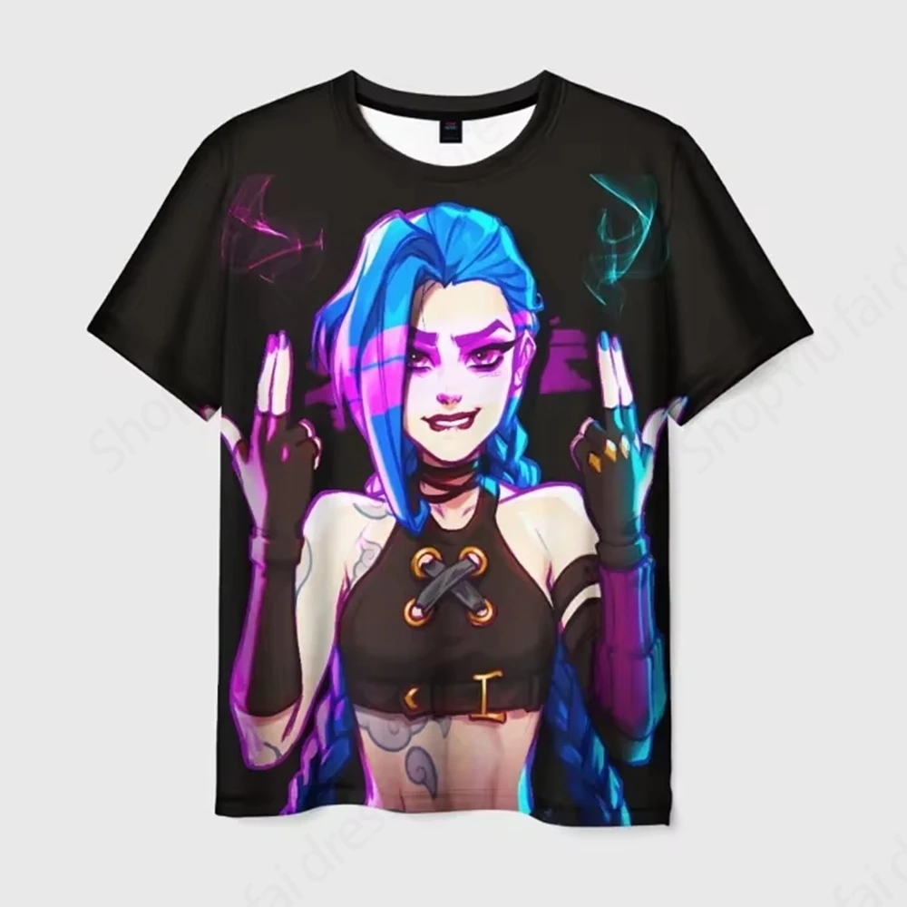 Nuevo juego de Anime Arcane League Jinx, camiseta con estampado 3d para hombres y mujeres, camiseta de moda para niños, camisetas de manga corta de Hip Hop, ropa para hombres