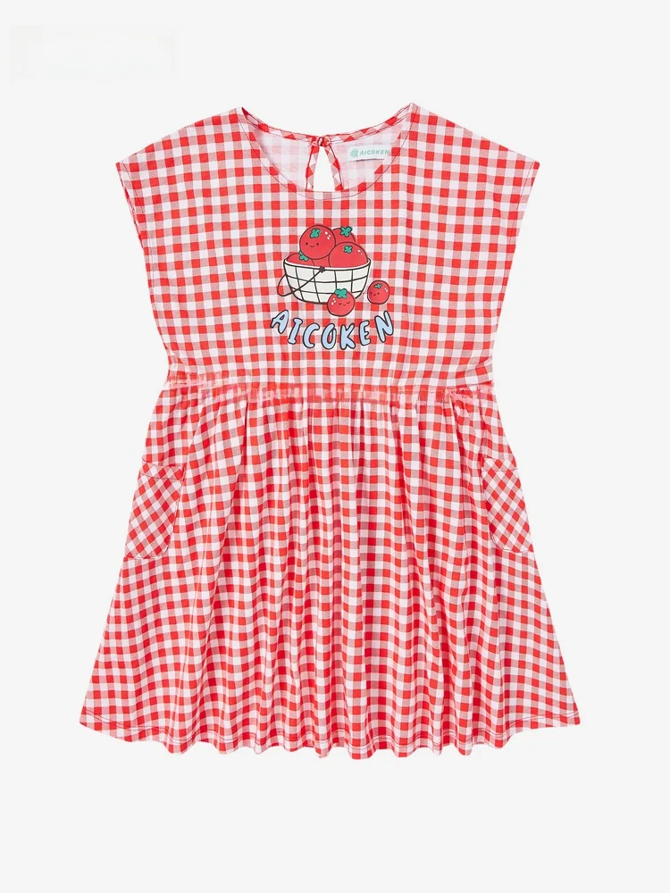 comfortable-casual-plaid-summer-dress-for-girls-love-health-brand-pure-cotton-sleeveless-dress-sweet-style-children's-clothing
