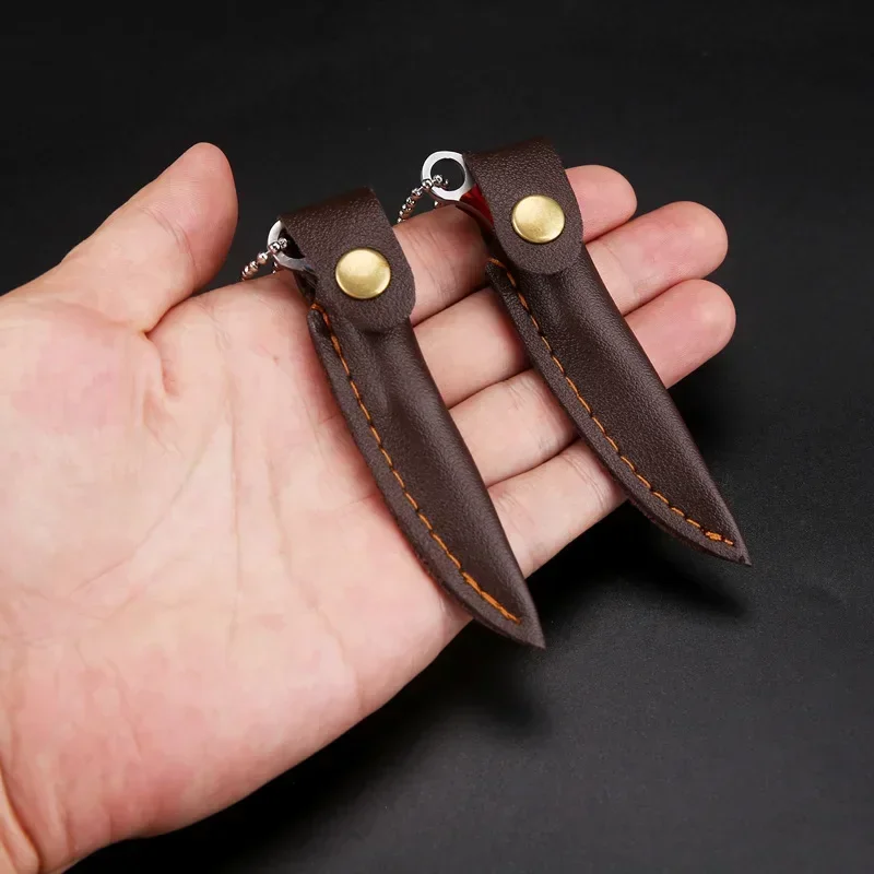 3CR13 Stainless Steel Mini Fixed Blade Unpacking Knife Small Straight Keychain Knifes Wood Handle EDC Tool For Camping