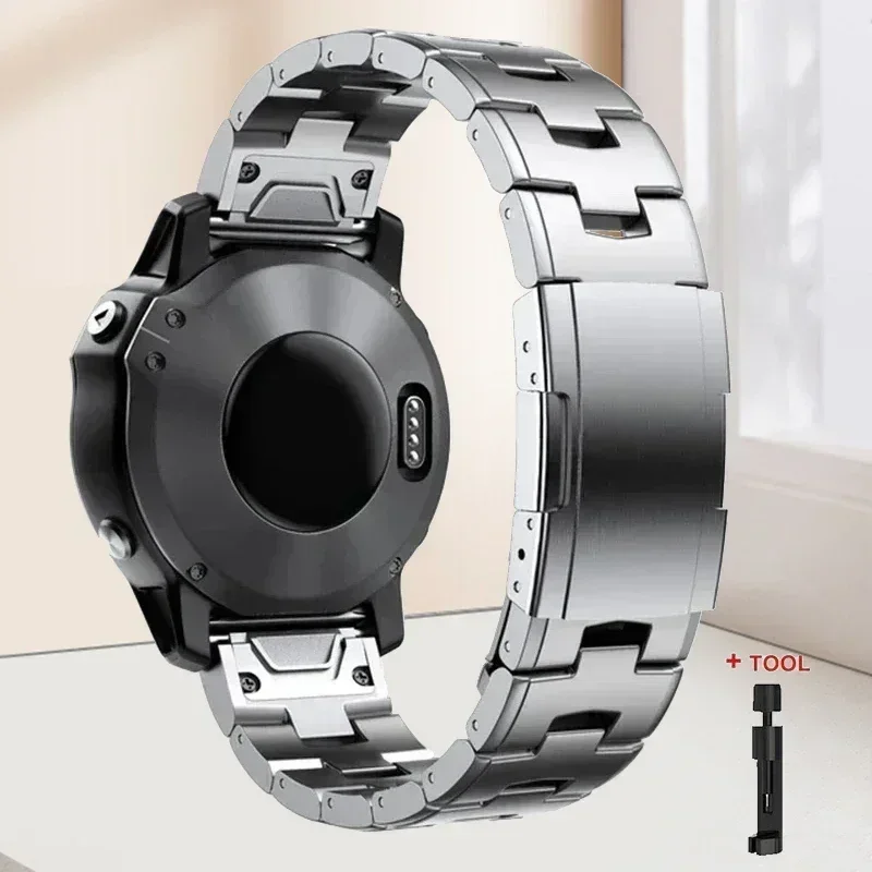 Geekthink 22 26mm Titan Metallband für Garmin Fenix 7x7 6x Pro 5x Plus/Instinkt/Epix Forerunner945 Armband Quick Fit Strap Armband 6