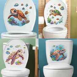 1PCS Cartoon Underwater World Turtle Coral Fish Bathroom Toilet Toilet with Home Beautification Stickers Self-adhesive