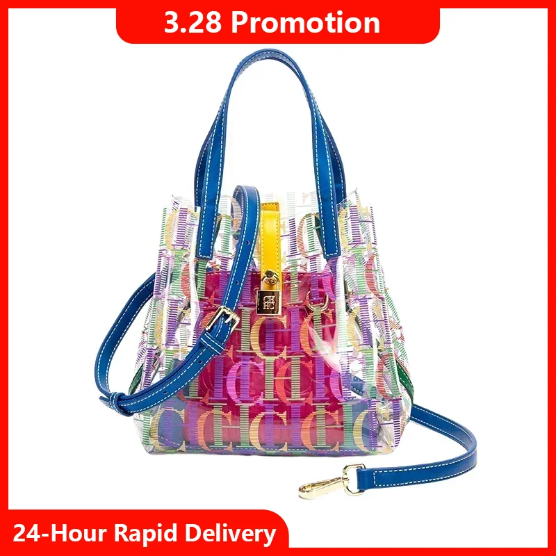 

CH Роскошная брендовая нежная желейная сумка с монограммой, сумка для покупок, дорожная сумка через плечо, женская прозрачная большая вместительная сумка