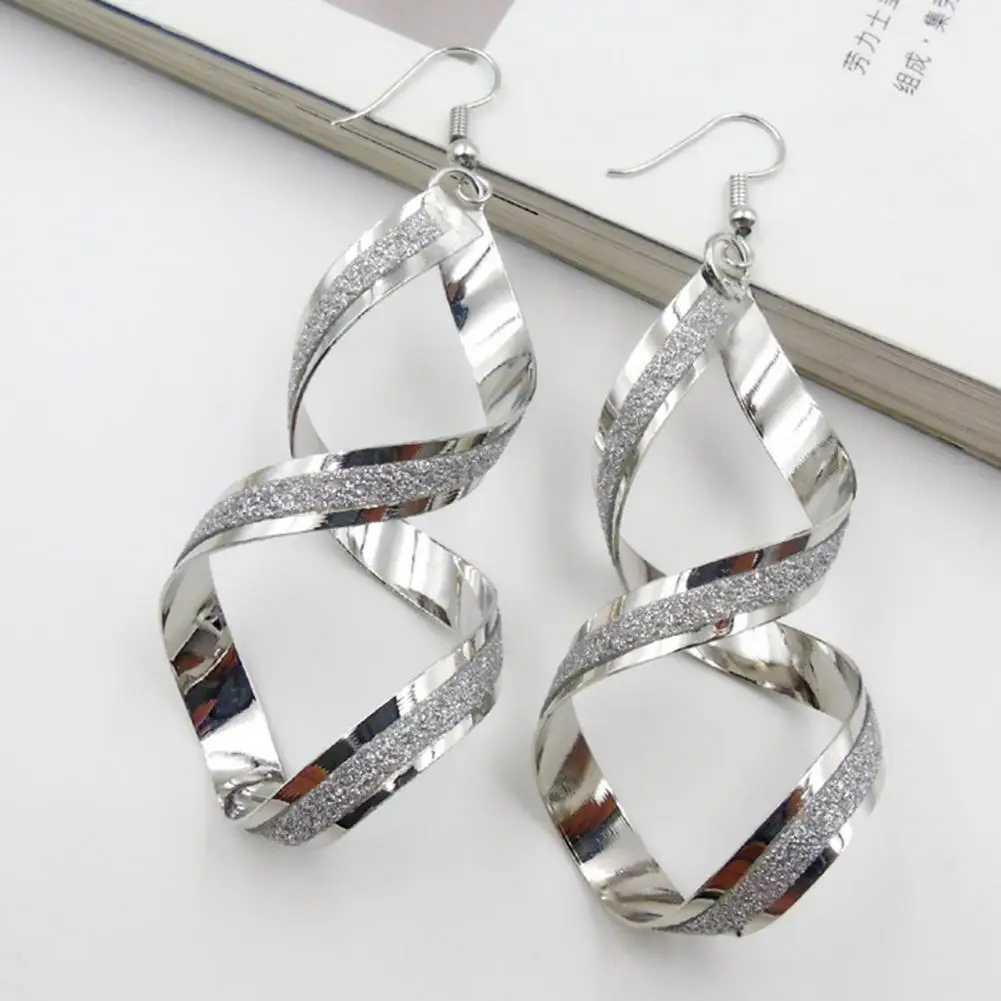 Anti-slip Earrings Minimalist Style Earrings Exaggerated Swirling Sequin Hook Earrings for Women Hop Rock Lightweight Ear