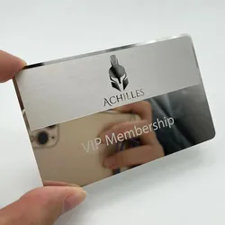 Silver metal business cards customized color print stainless steel vip membership metal cards