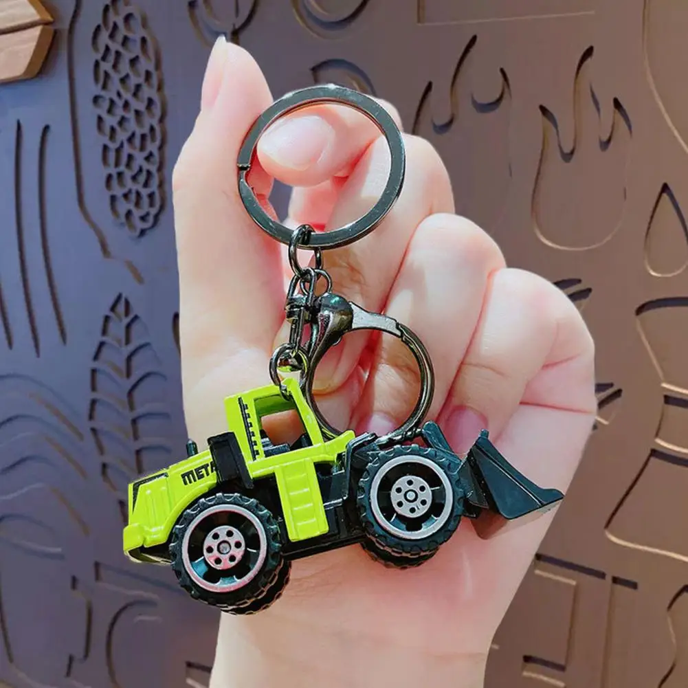 Focus-enhancing Key Accessory Mini Engineering Cars Keychain Set Pull Back Cartoon Toy Car Pendant with for Decompression