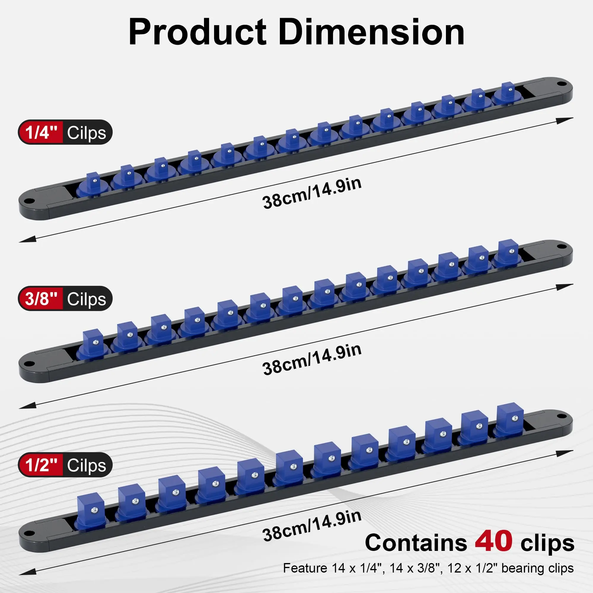 1pc 360° Swivel Socket Organizer 1/4 3/8 1/2 Premium Quality Socket Clip Rail Holder Socket Sliding Stand Sleeve Rail Rack Tools