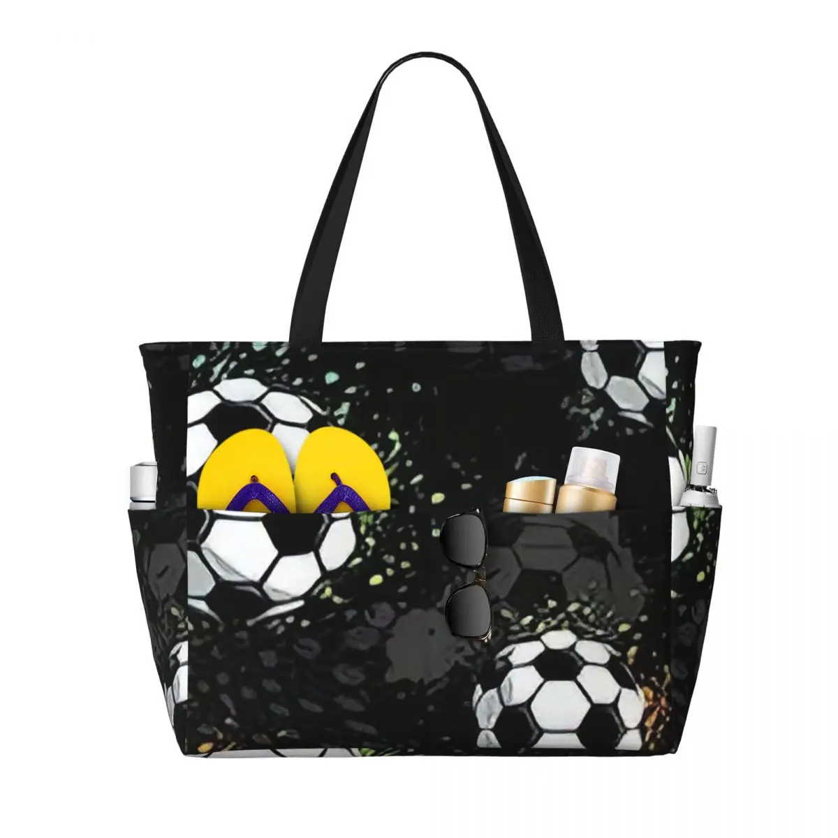 

Football Graffiti Pattern Beach Tote Bag Sport Gym Yoga Duffle Large Tote Bag Women Travel Bag Fitness bag