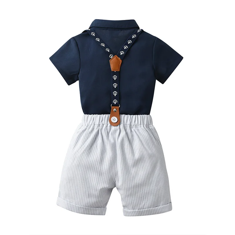 2026 Children's Boys Nice Summer Short-sleeved Romper Set, Three-piece Children's Clothes, Baby Boy's Suit