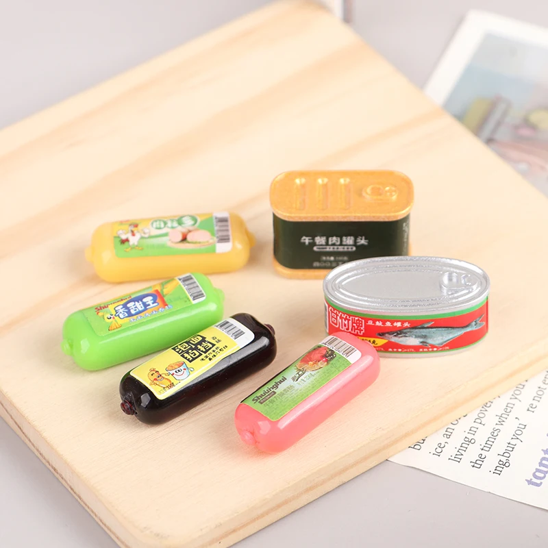 Casa de muñecas en miniatura, jamón enlatado de simulación de juguete, decoración de comida, accesorios de juego de simulación, 5 piezas, 1/12