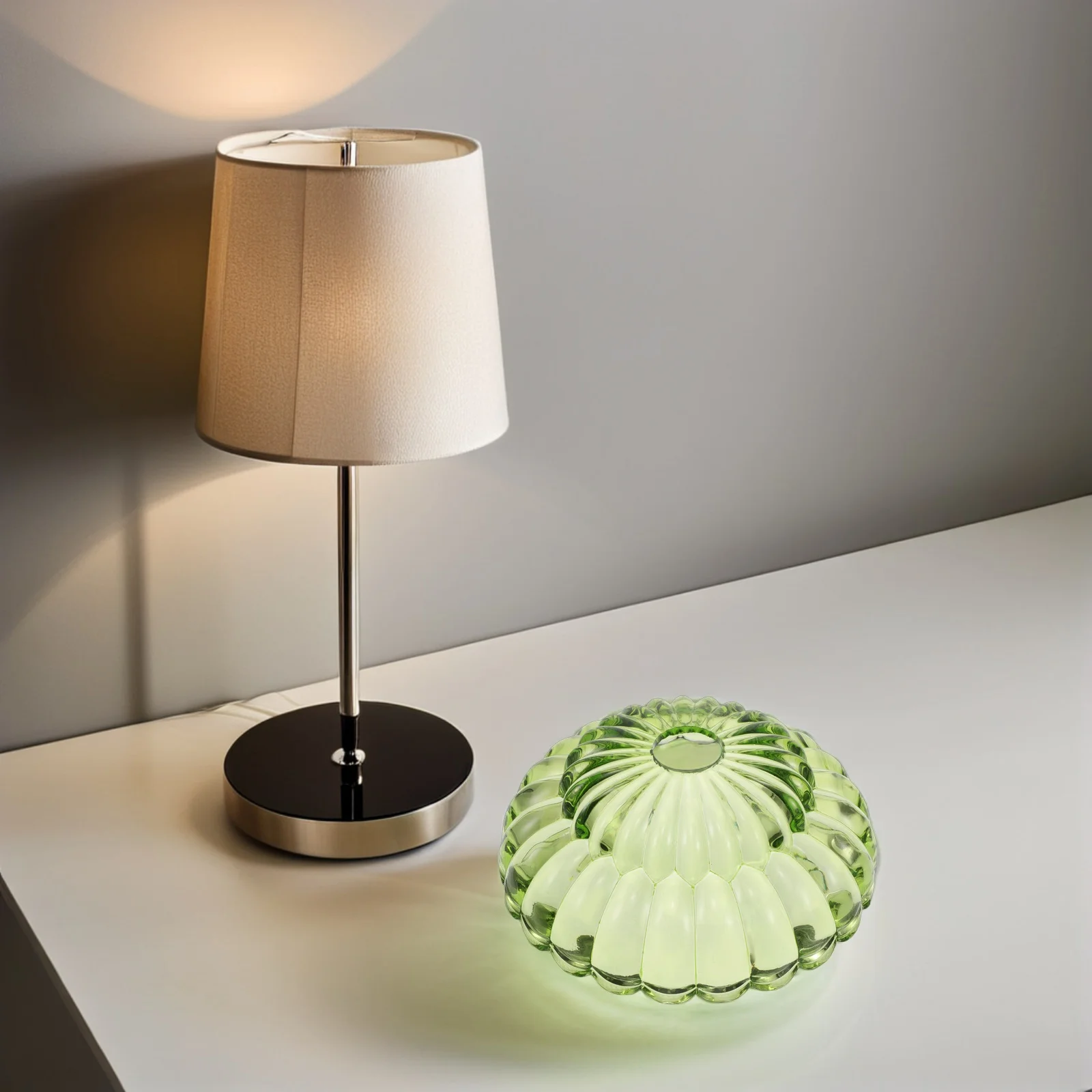 

Green Glass Table Lamp Shade Replacement Vintage Style Decorative Pendant Light Cover for E26 E27 Socket Bedroom Living Room