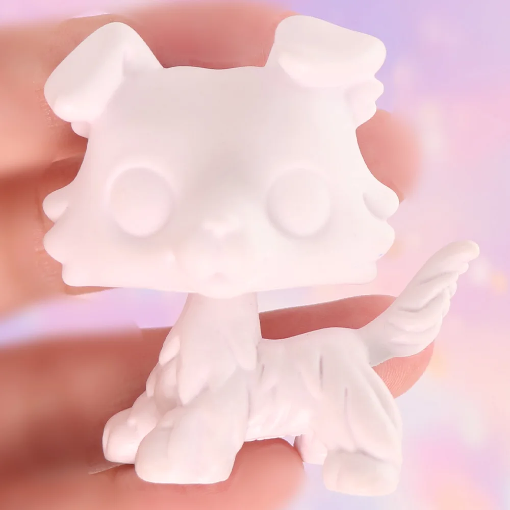 

﻿ 5pcs LPS Mini Pet Shop Rare Pet Animal White Base Collie 023 DIY Paint Parent Child Interactive Toys Combination Pack