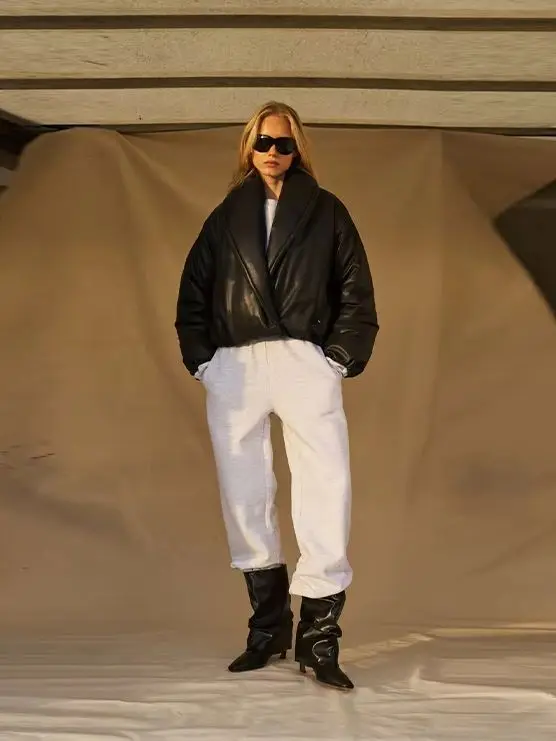 

Urban Edgy Jackets Designer Chic Female Leather Coats Autumn Outings Vintage Stylish Women Night-outs Outfit