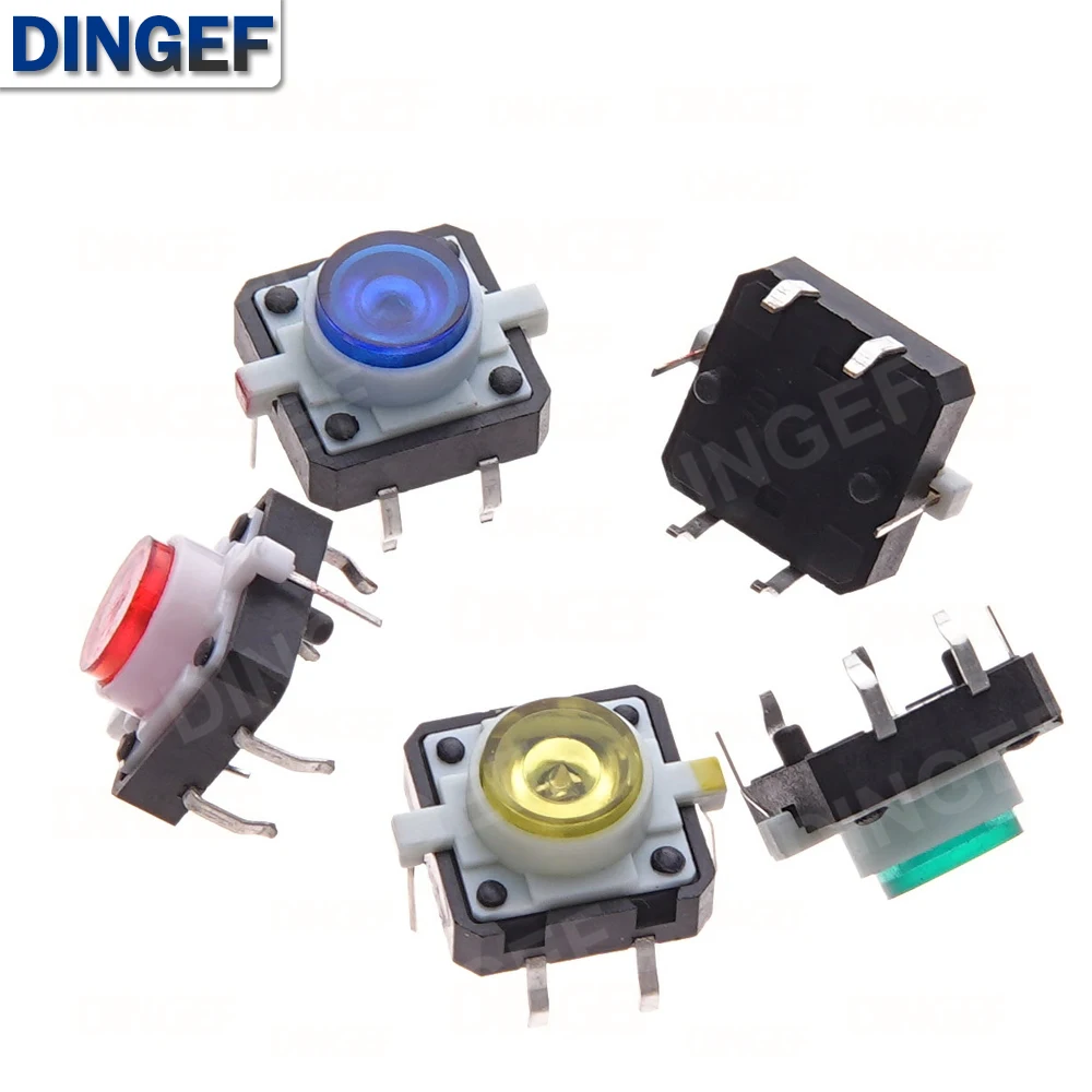 5PCS 12X12X7.3 Tactile Push Button Switch Momentary Tact LED 5 Color 12X12X7.3mm 12*12*7.3mm Red Blue Yellow White Green