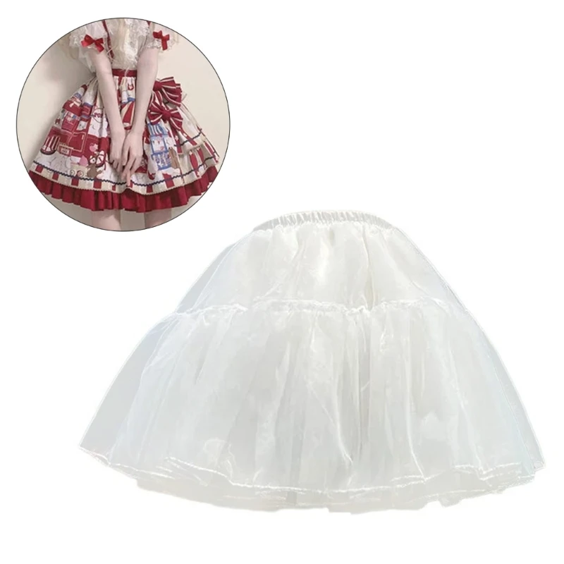 Multi Layered Tulle Crinoline Petticoat สำหรับผู้หญิงหญิง กระโปรงเอวยางยืดกระโปรงครึ่ง Slips สำหรับภายใต้ชุด