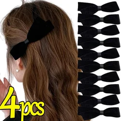 French Black Velvet Bow Hair Clip Fashion Retro Girl Barrettes Cute Women Bobby Pin Ribbon Bowknot Hairside Headwear Accessories