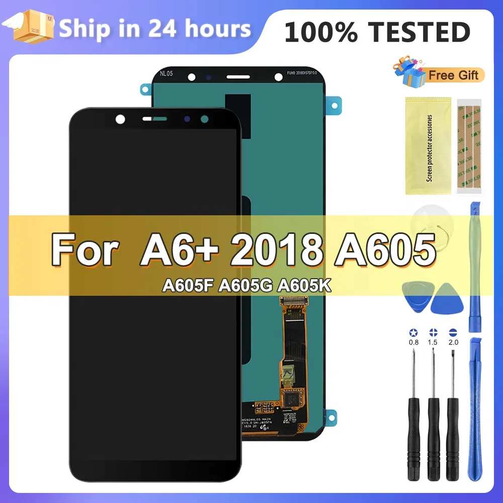 6.0\'\' Display Screen for Samsung Galaxy A6+ 2018 A605 A605F A605G A605K Lcd Display Touch Screen Digitizer Assembly Replacement