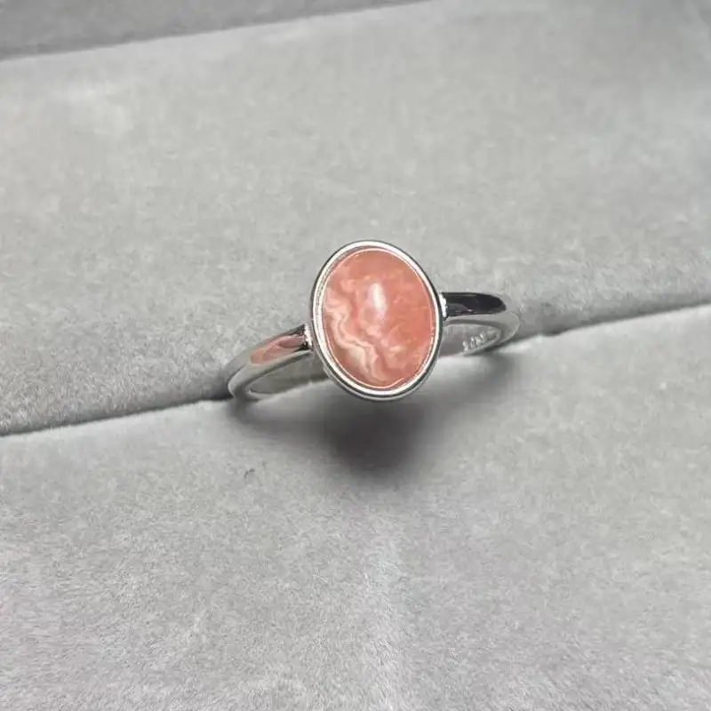 

Регулируемое кольцо AKAC из стерлингового серебра 925 пробы с натуральным родохрозитом примерно 6*8 мм, отправьте случайно