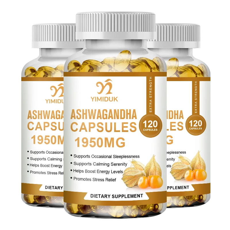 Pure KSM 66 Ashwagandha Root Extract Capsules 1950mg Supplement Help Stress, Focus, Brain, Energy Support Sleep Health