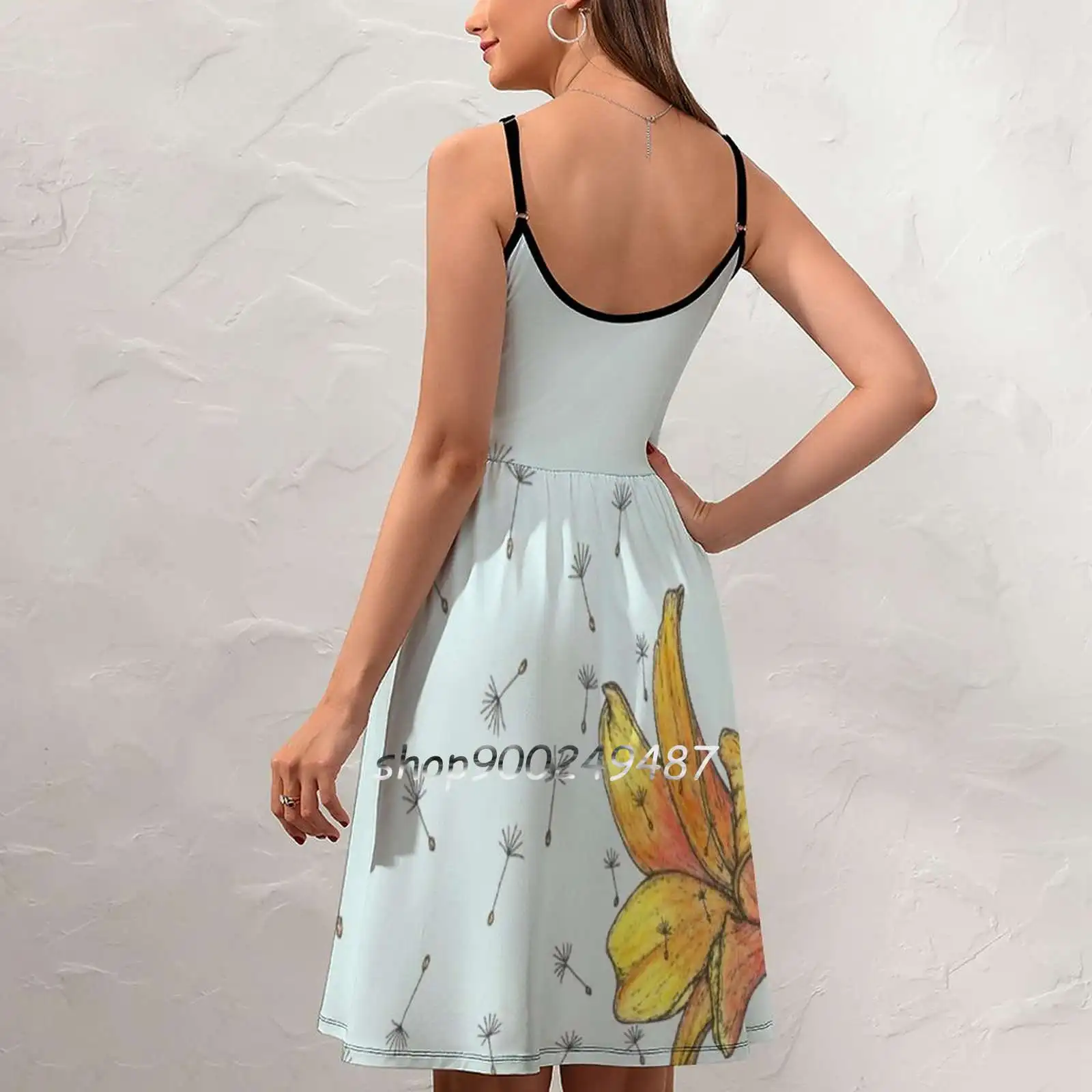 Nature'S Sound Sweet Summer Casual Sling Dresses Korean Women Sexy Sundress Rbquickdraw Sound Nature Flower Floral Lily