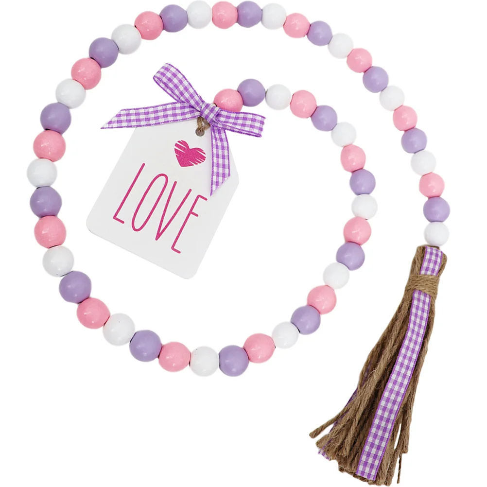 

Wooden Bead String with Tassel Valentine Day Decor Premium Craftsmanship Smooth Finish Elegant Hanging Door Bead for Home