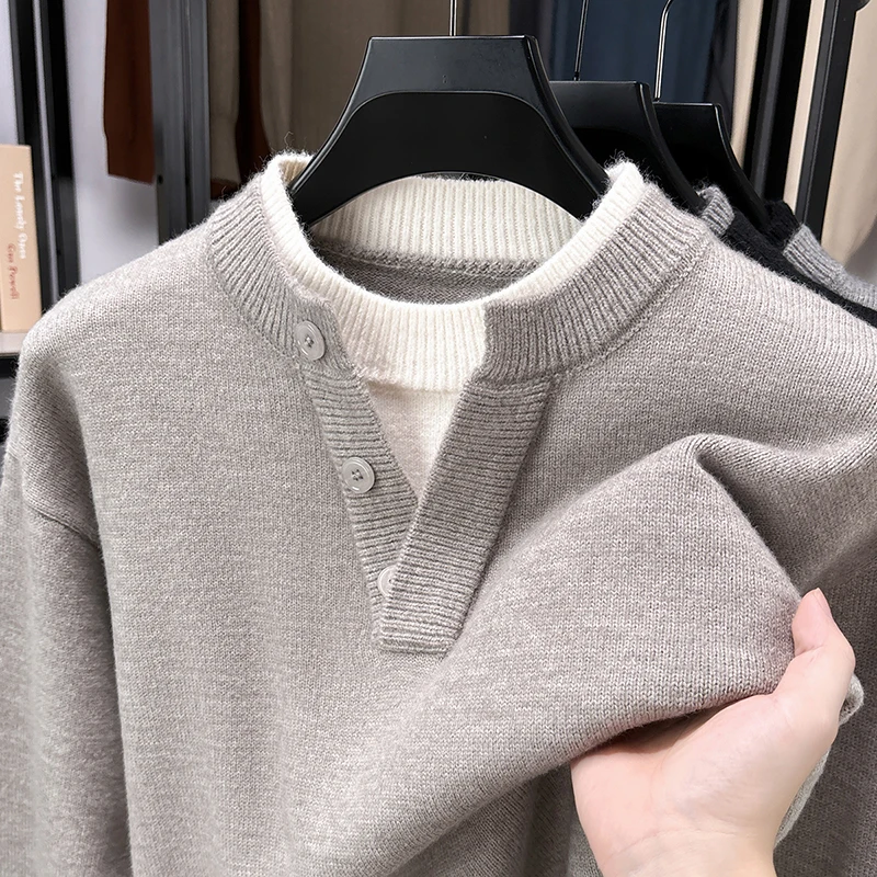 Designer Man Long Sleeves Knitwear V-Neck American Lazy Style Pullover Casual Trend Autumn Winter New Hot Versatile Mensclothing